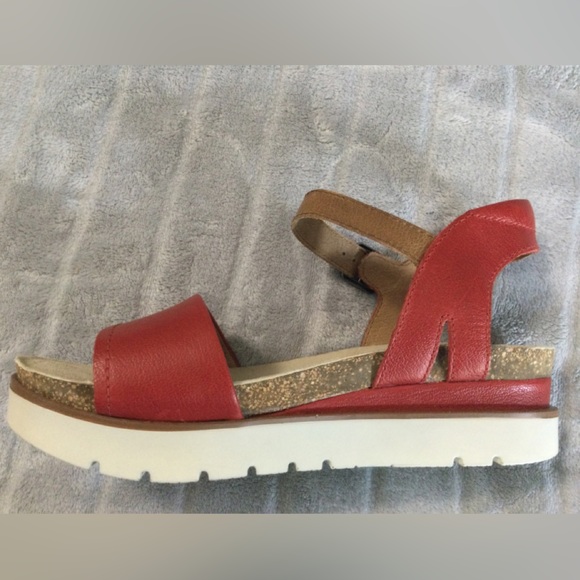 Josef Seibel Tan and Red Leather Platform Sandal EU 37 US 6 to 6.5 - Picture 9 of 13